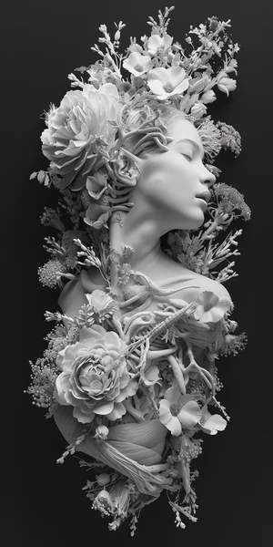Floral Human Anatomy 3D Art