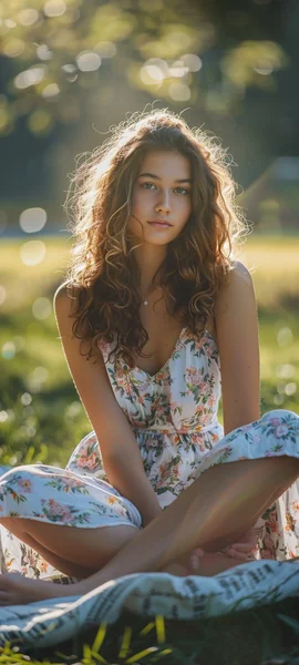 Summer Picnic Woman Portrait