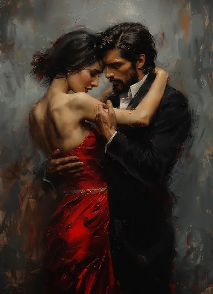 Elegant Tango Dance Oil Painting