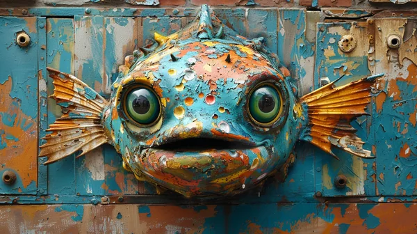 Banksy-Style Puffer Fish Graffiti