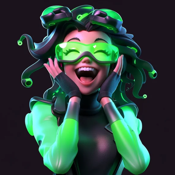 3D Cybergirl Laughing Portrait