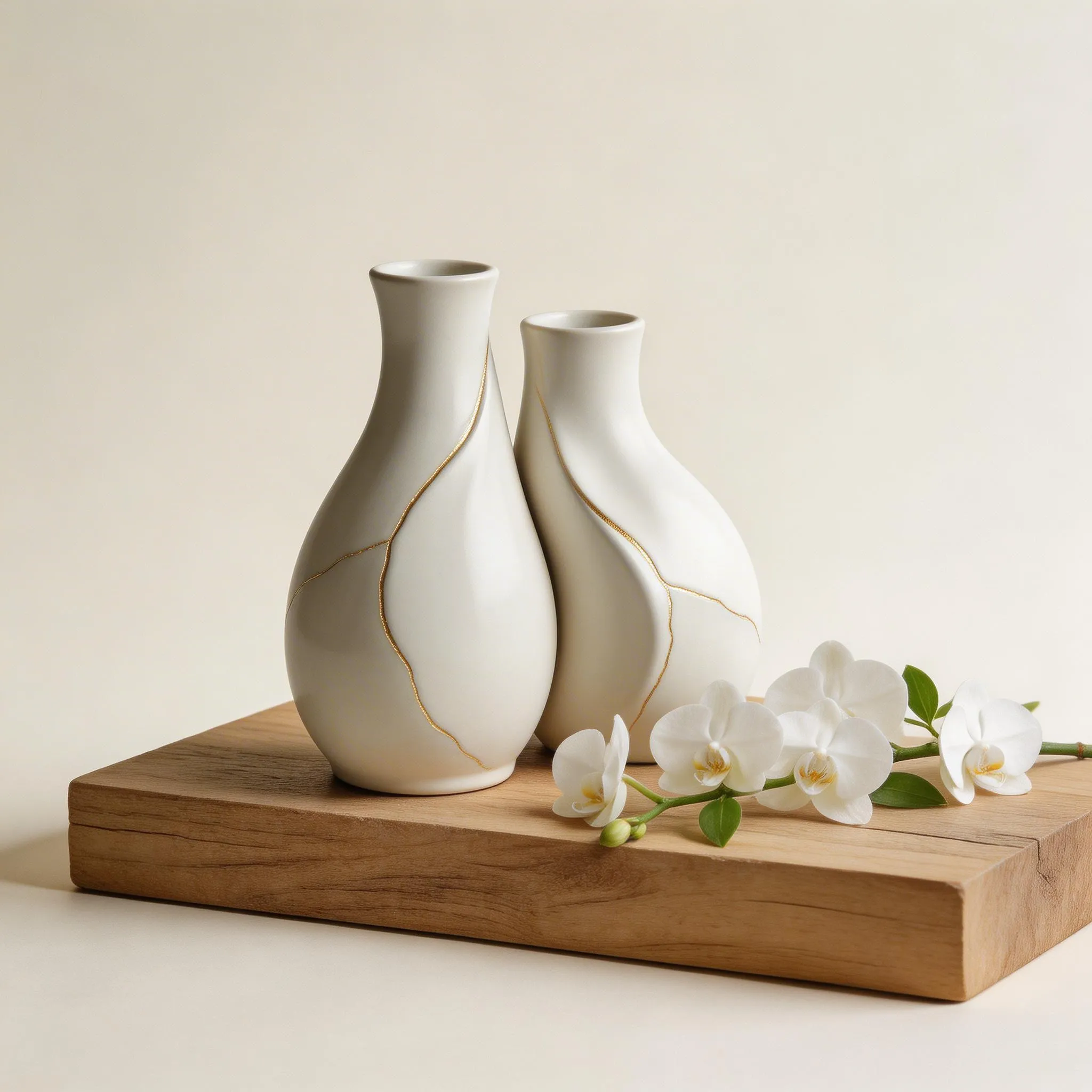 A Minimalist Arrangement Of Two Artisanal Ceramic...