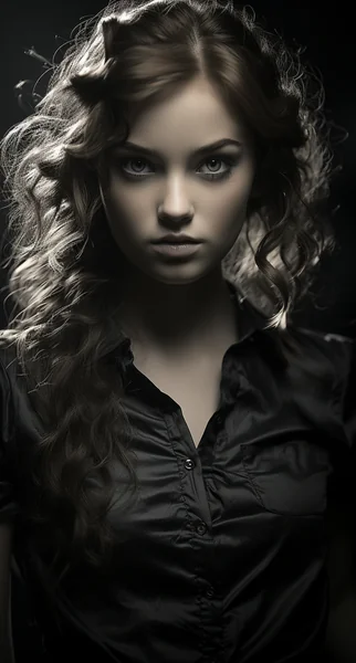 Moody Black and White Girl Portrait