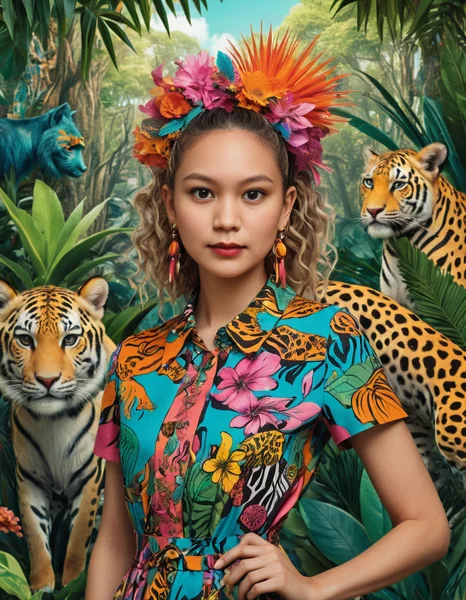 Safari Queen Whimsical Fantasy Art