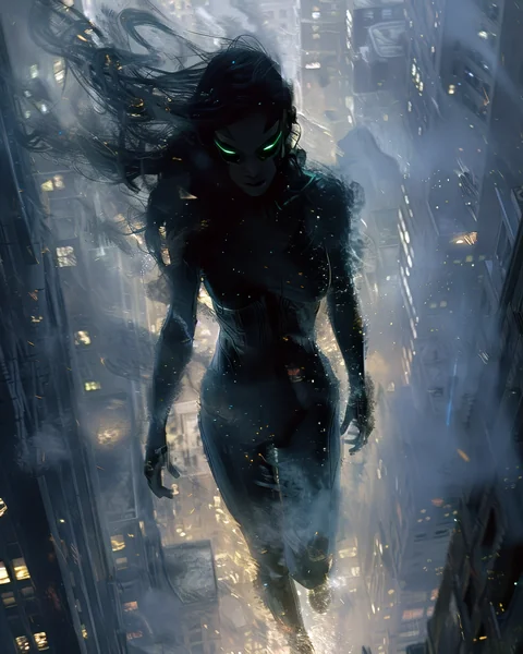Dark City Superhero Action Art