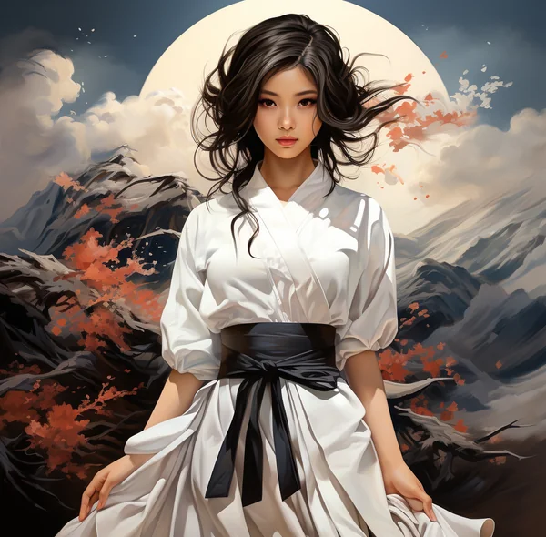 Anime Girl with Cherry Blossoms