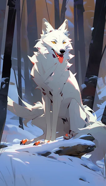 Anime White Wolf Fantasy Art