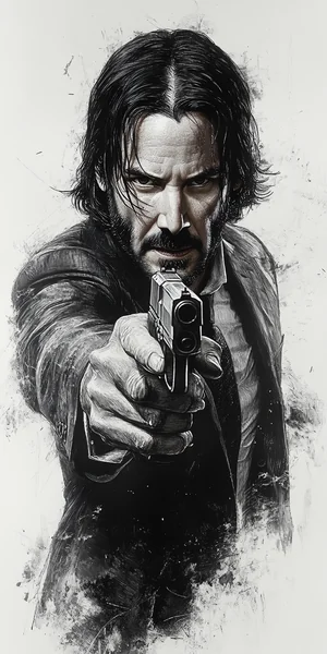 Action Hero Pencil Sketch Art