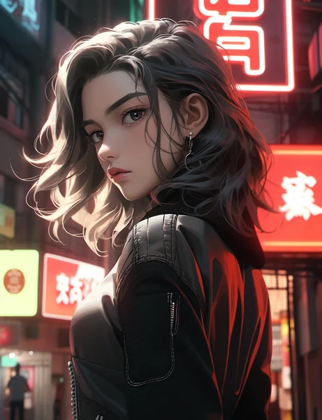 Neon Sci-Fi Woman Portrait