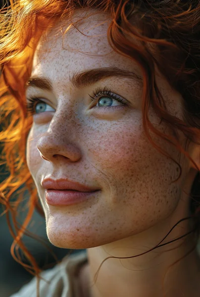 Freckled Woman Calm Portrait