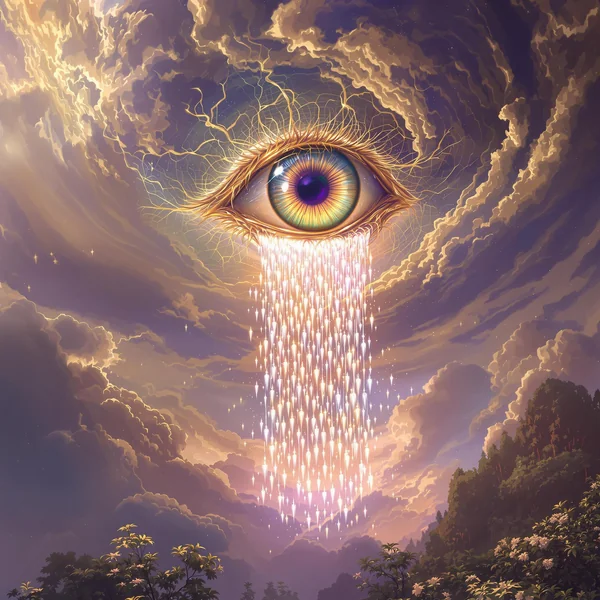 Cosmic Eye and Souls: Beauty and Sorrow in a Celestial Scene