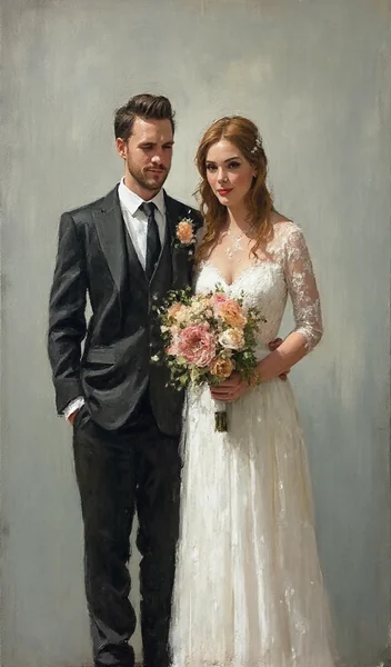 Van Gogh Style Wedding Oil Painting