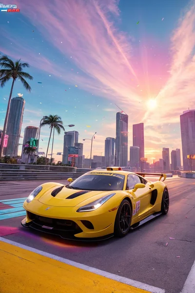 Cyberpunk Miami Supercar Street Race