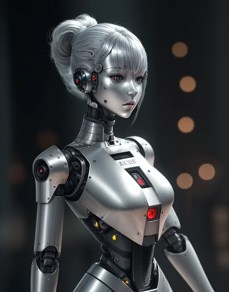 Robotic Android Girl Portrait