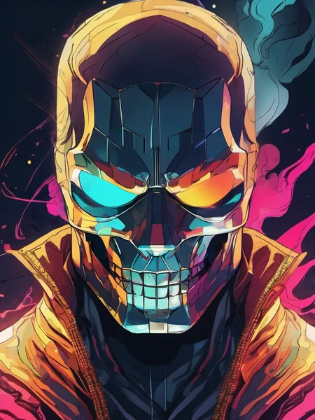 Skeleton Mask Supervillain Art