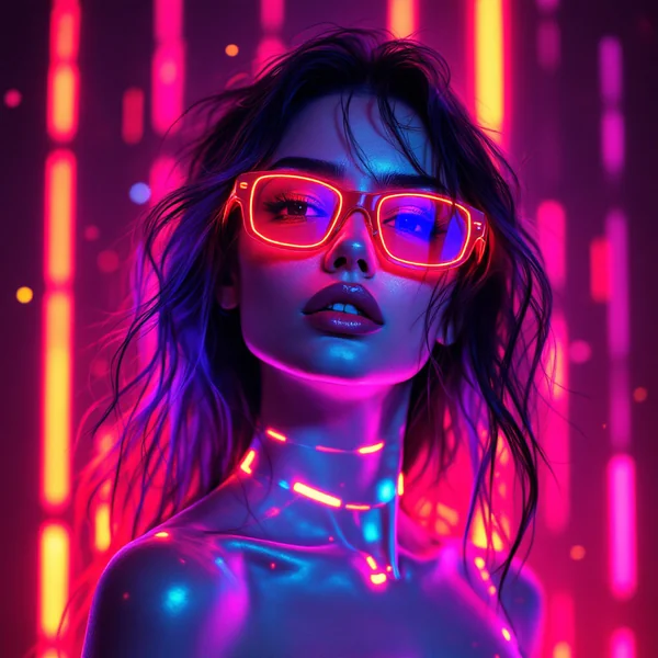 Vaporwave Neon Woman Full Body
