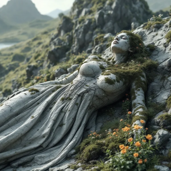 Stone Giant Woman Landscape Art