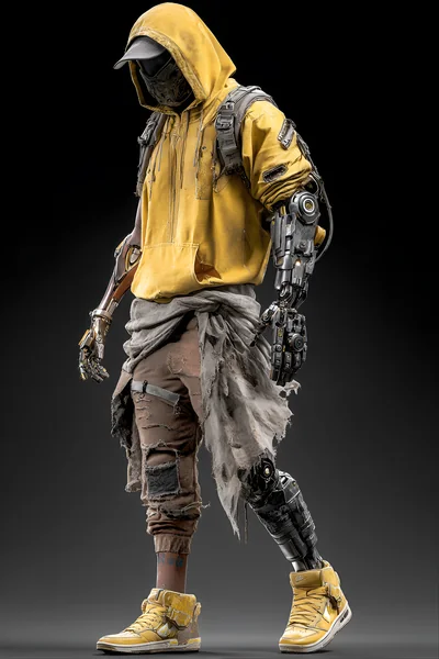 Futuristic Character with Mechanical Arm