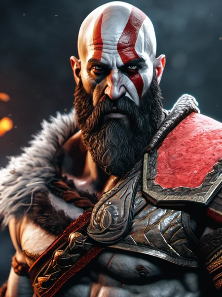 Kratos Hyperrealistic Portrait Close-Up