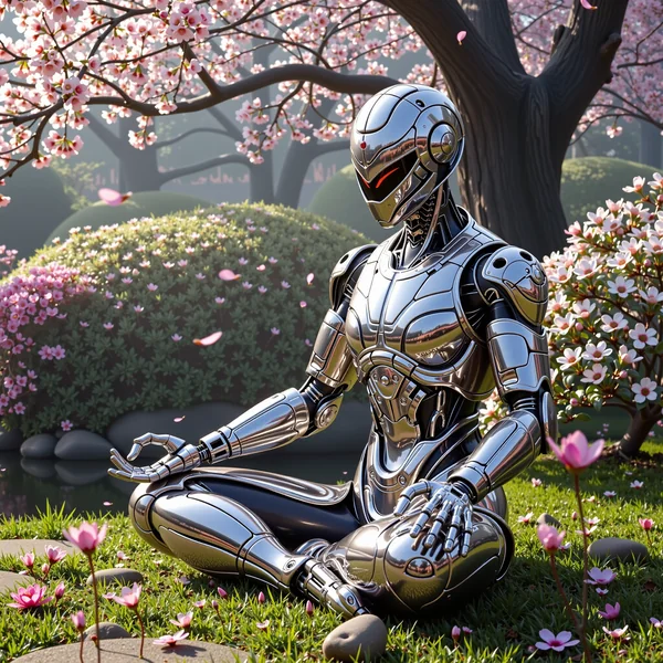 Cyborg Ninja Zen Garden Scene