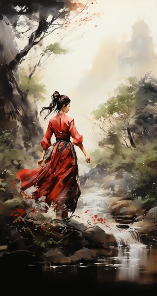 Japanese Karate Fight Ink Painting Art