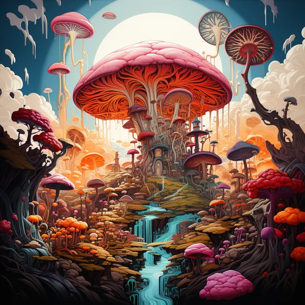 Whimsical Enchanted Forest Oil Painting