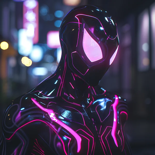 Neon Spiderwoman Reality‑Bending Portrait