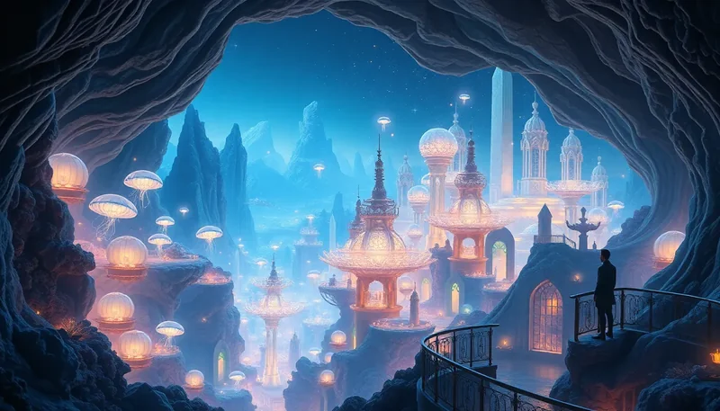 Bioluminescent Coral City Geode Digital Art