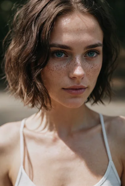Freckled Woman Natural Light Portrait