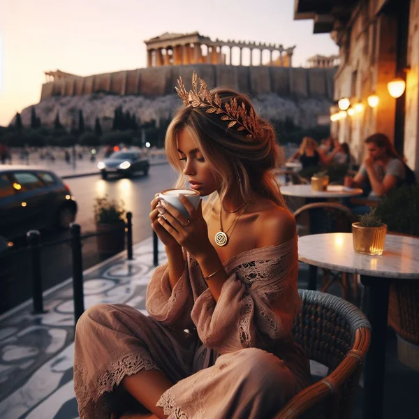 Boho Woman Athens Coffee Portrait