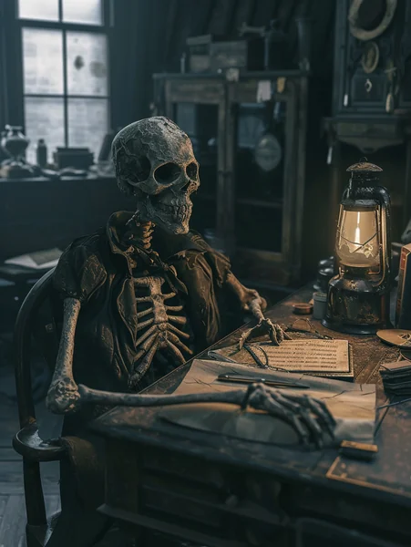 Skeleton Scholar Witchy Portrait