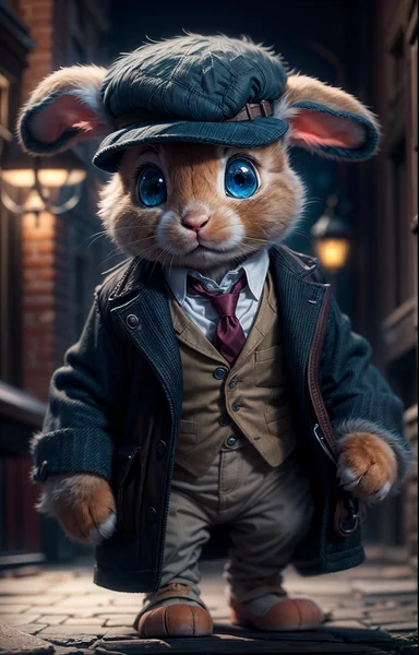 Sherlock Bunny Detective Pixar Style