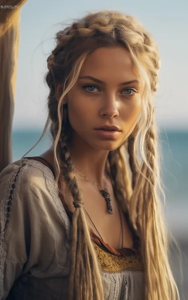 Hippie Woman Seaside Portrait