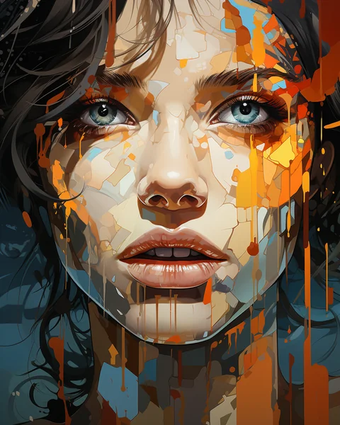 Colorful Abstract Woman Canvas Painting