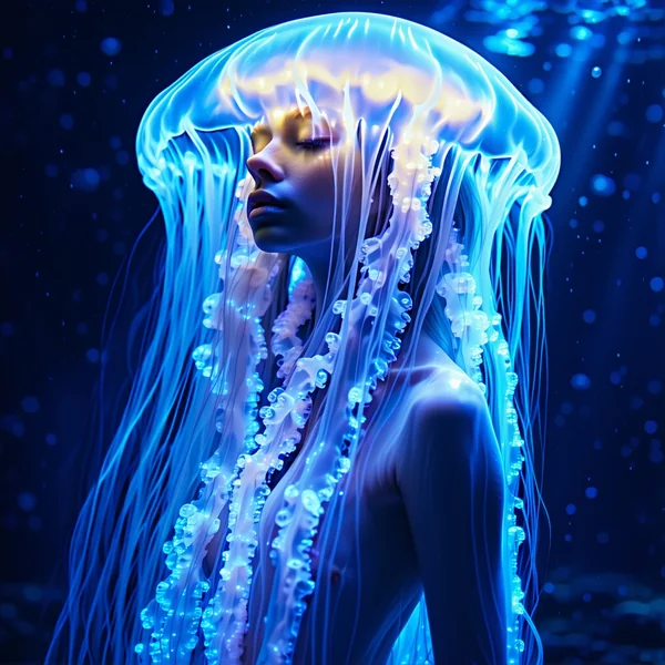 Bioluminescent Jellyfish DNA Woman