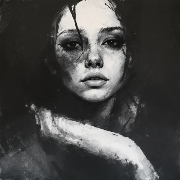 Expressive Charcoal Girl Sketch